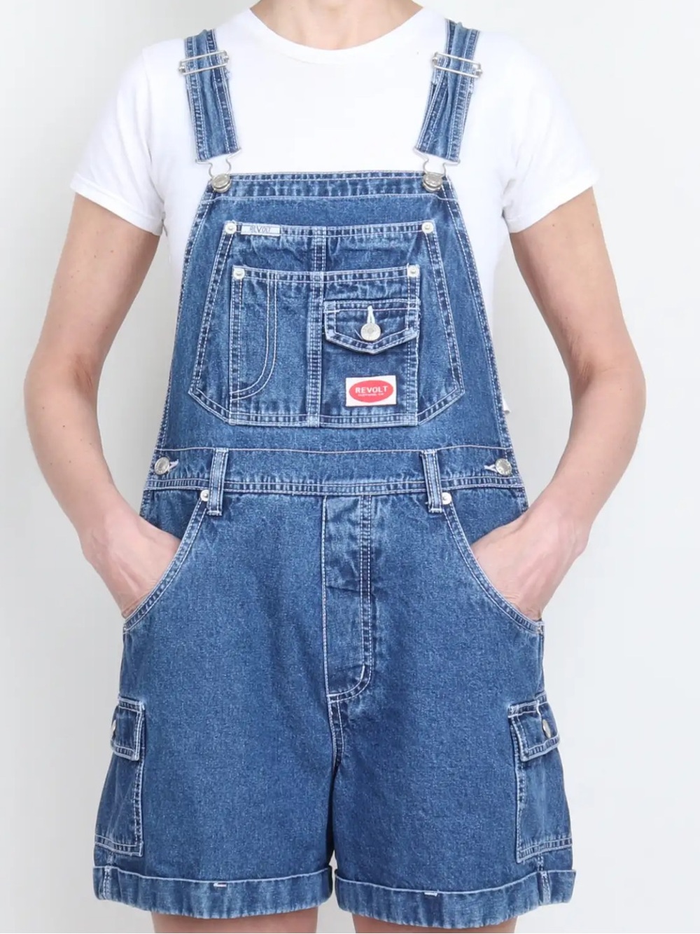 Revolt vintage 90s denim overall shorts.